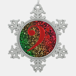 Ornamento De Estanho Floco De Neve Ornamento vermelho do feriado da música do Clef