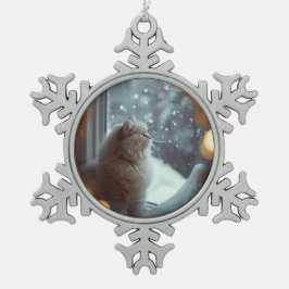 Ornamento De Estanho Floco De Neve Personalized Cat Photo Christmas Ornament 