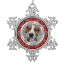 Pet Dog Memorial Foto Natal Red Silver