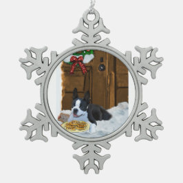 Ornamento De Estanho Floco De Neve Presentes de Natal em Boston Terrier
