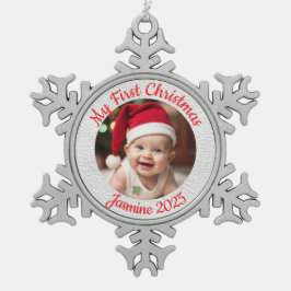 Ornamento De Estanho Floco De Neve Primeiro Natal do Bebê Personalizável