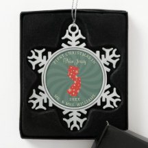 Primeiro Natal em Nova Jersey Vermelho Verde Doura