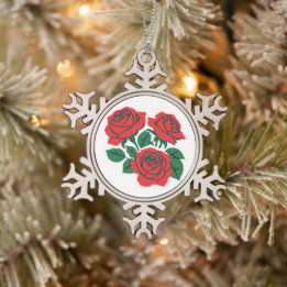 Ornamento De Estanho Floco De Neve Ramo de Rosas