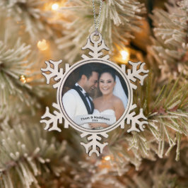 Ornamento De Estanho Floco De Neve Recem casados Primeiro Segmento de Natal