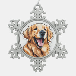 Ornamento De Estanho Floco De Neve Retriever de ouro