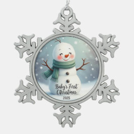 Ornamento De Estanho Floco De Neve rosty Snuggles – Baby’s First Christmas 2025