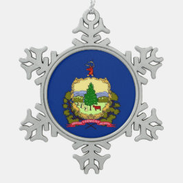 Ornamento De Estanho Floco De Neve Snowflake Ornament com Sinalizador Vermont
