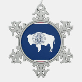 Ornamento De Estanho Floco De Neve Snowflake Ornament com Sinalizador Wyoming