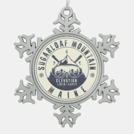 Ornamento De Estanho Floco De Neve Sugarloaf Maine Mountain Ski Souvenir