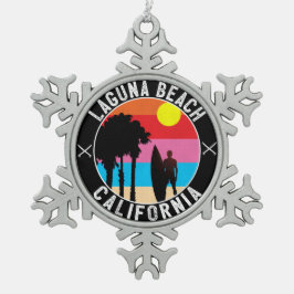 Ornamento De Estanho Floco De Neve Surf surfando de Califórnia do Laguna Beach