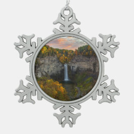 Ornamento De Estanho Floco De Neve Taughannock Falls no outono