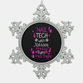 Ornamento De Estanho Floco De Neve Tecnologia Nail com Tatuagens