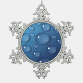 Ornamento De Estanho Floco De Neve Textura de gota de água azul