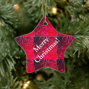 Ornamento de Estrela Cerâmica de Natal Vermelho