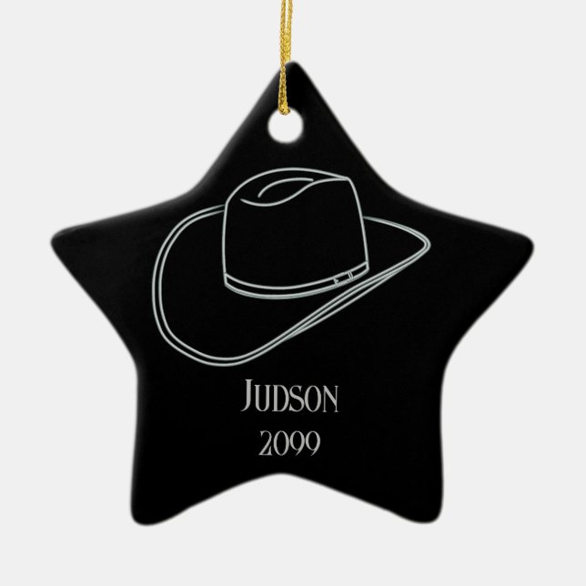 Ornamento de Estrela de Natal do Cowboy (Frente)