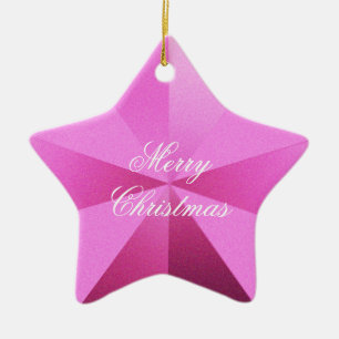 Ornamento de Estrela de Natal Rosa Personalizável