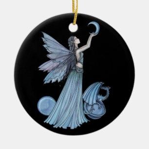 Ornamento de Fadas e Dragões Azuis
