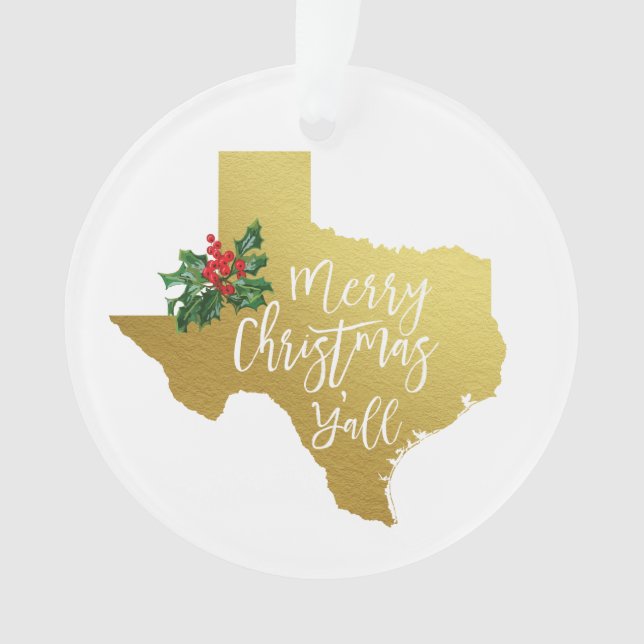 Ornamento de Feliz Natal Y'all Texas (Frente)