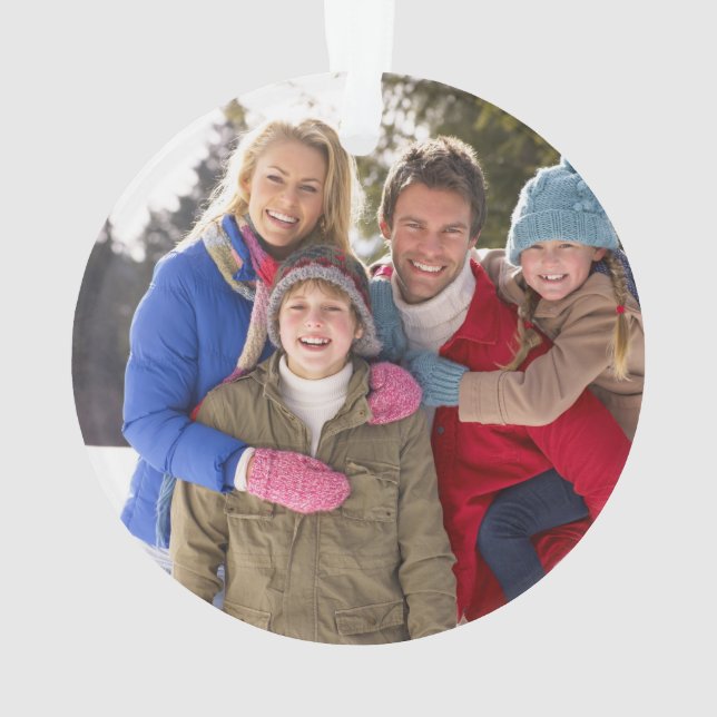 Ornamento de Feriado de Foto da Família Personaliz (Verso)
