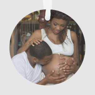 Ornamento de Feriado de Fotografia Grávida Esperad