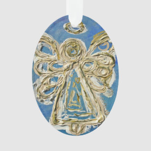 Ornamento de Feriado do Anjo do Guardião Azul