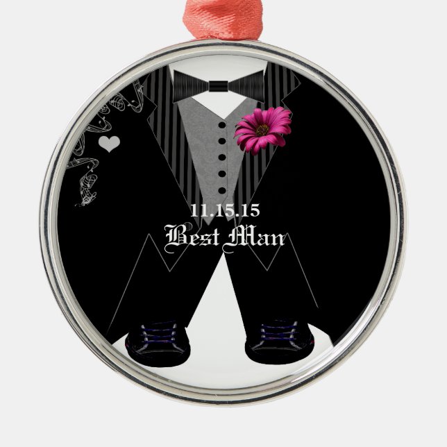 Ornamento de Feriado Tuxedo de Melhor Homem (Frente)