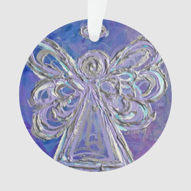 Ornamento de Feriados de Anjo de Guardião Roxo (Frente)