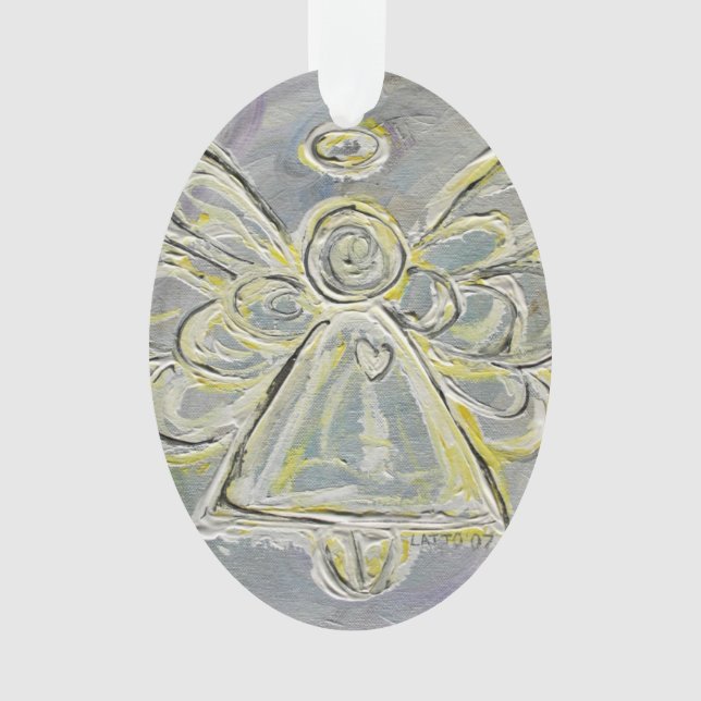 Ornamento de Feriados de Anjo do Guardião Branco (Frente)