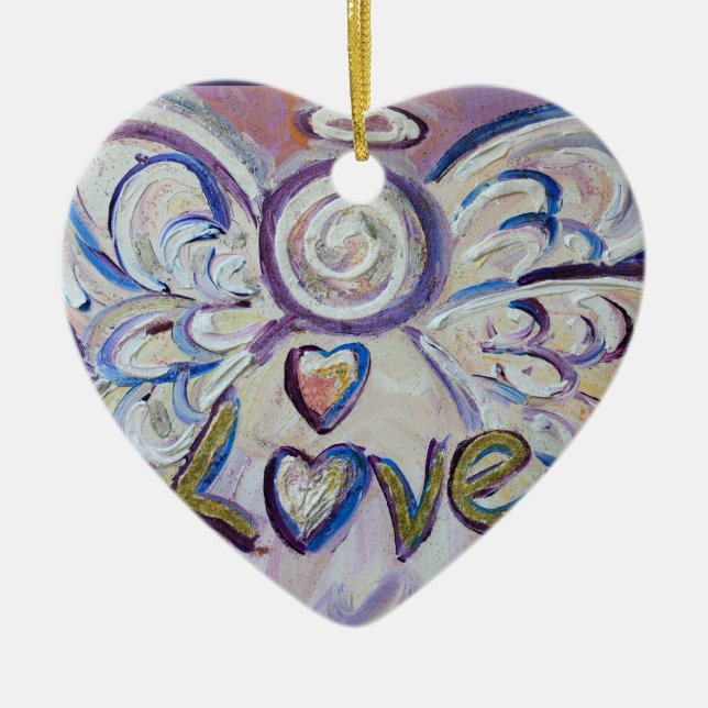 Ornamento de Feriados do Love Angel Word Art Gift (Frente)