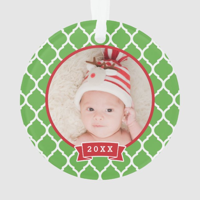 Ornamento de Férias de Foto do Primeiro Monograma  (Verso)