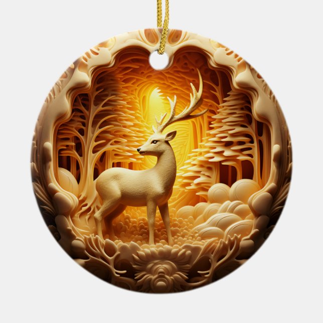 Ornamento de Férias de Natal Dourado (Frente)