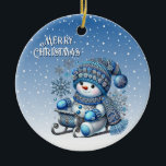 Ornamento de Férias de Natal Snowman deslizante<br><div class="desc">Linda Ornação de Férias de Natal Snowman Deslizante</div>