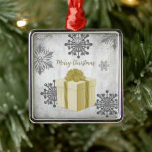 Ornamento de Férias de Presente de Natal Dourado