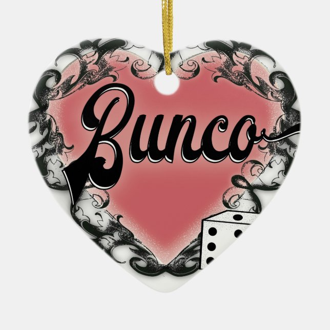 ornamento de férias de tatuagem de bunco Heart (Frente)