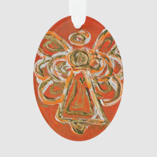 Ornamento de Férias do Anjo do Guardião Laranja