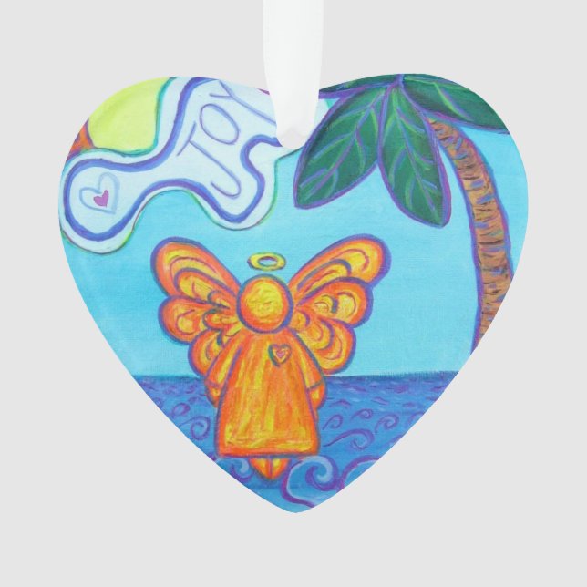 Ornamento de Férias do Anjo Joy and Peace Beach (Frente)