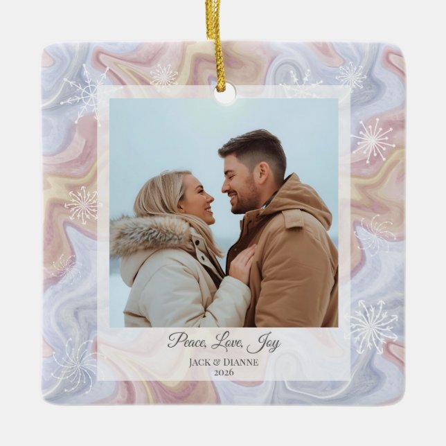 Ornamento de Férias Quadrado de Boho Moderno (Frente)