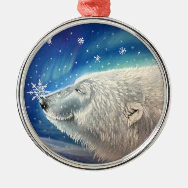 Ornamento de Flocos de Neve do Urso Polar (Frente)