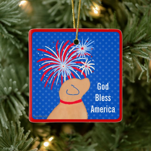 Ornamento de fogos de artifício amarelo para cães  (Árvore)