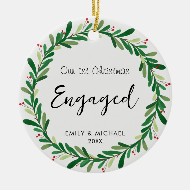 Ornamento de Foto Cerâmica Engajada para Natal de  (Frente)