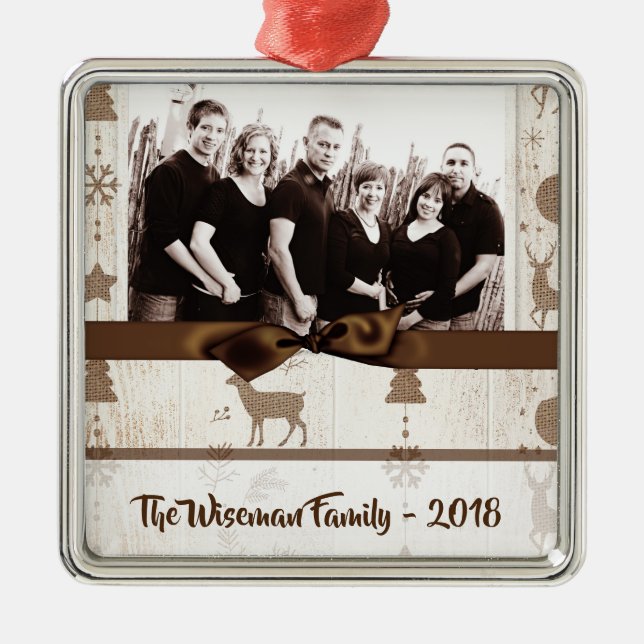 Ornamento de FOTO de Veado Personalizado para Burl (Frente)