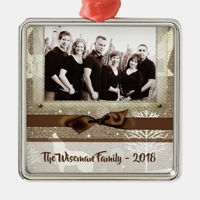 Ornamento de FOTO de Veado Personalizado para Burl (Frente)