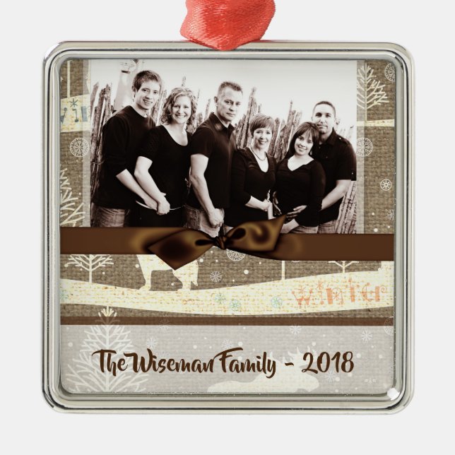 Ornamento de FOTO de Veado Personalizado para Burl (Frente)