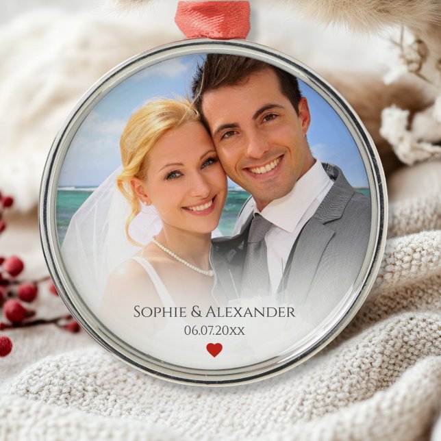 Ornamento de Foto e Data de Casamento (
Wedding Photo and Date Ornament)