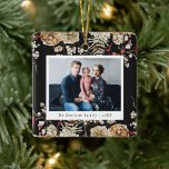 Ornamento de Fotografia Botânica<br><div class="desc">Ornamento de Foto Botânica. Celebre a temporada com nosso ornamento da coleção de cartões de Natal Botânico Black Boho. Apresentando espaço para duas fotos,  uma na frente e atrás,  este ornamento captura elegância festiva. Personalize-o com fotos acalentadas e adicione um toque especial ao seu decoro de férias.</div>