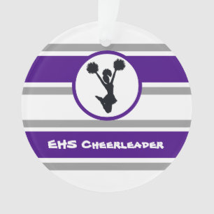 Ornamento de Fotografias de Cheerleader Roxo e Cin