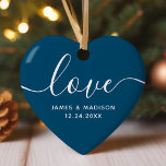 Ornamento de Fotografias de Marinhos Personalizado<br><div class="desc">Amor Casais Personalizados Ornament Fotográfico. Um ornamento romântico que faz um presente excelente para as férias. Também faria um favor de casamento excelente. Personalize este design personalizado com a sua própria fotografia e texto.</div>
