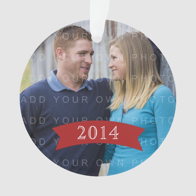 Ornamento de Fotos de Feriado de Banner Vermelho S (Frente)