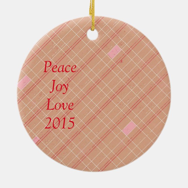 Ornamento de Fotos de Natal de Xadrez Vermelha e R (Traseira)