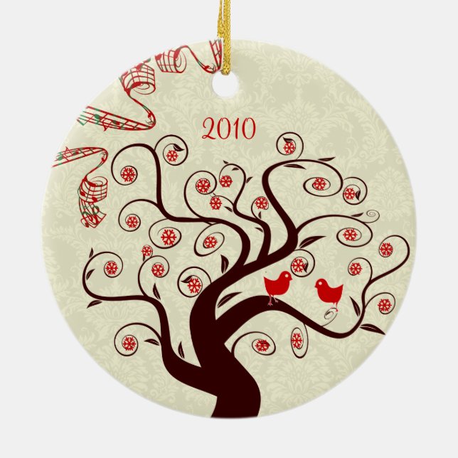 Ornamento de Fotos de Natal em Árvore Vermelha (Traseira)